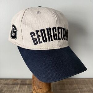 Vintage 90s Nike Georgetown Hoyas Strapback Adjustable Hat Tan Navy